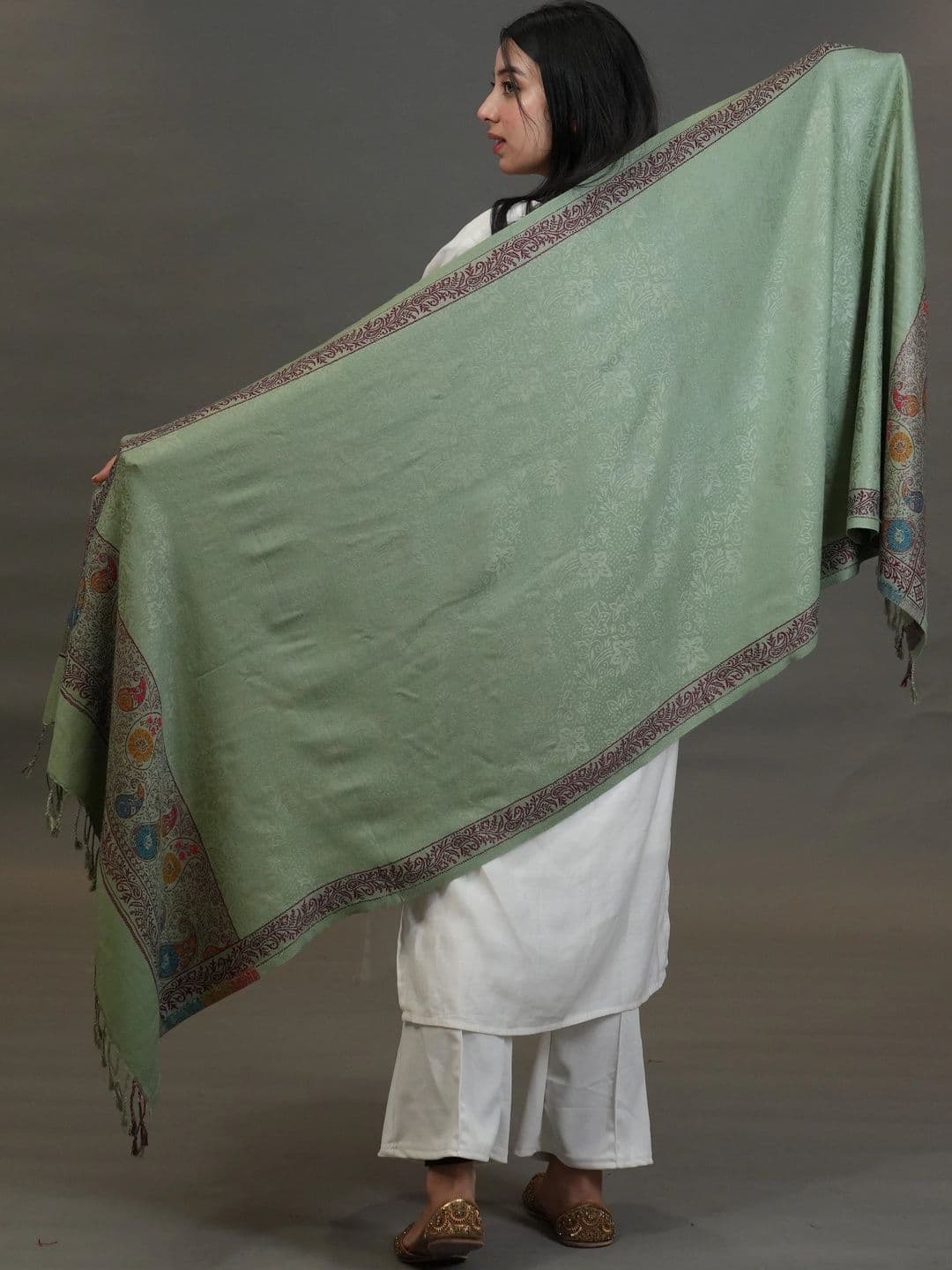 SHIFNEEN Women Ethnic Motifs Woven Design Acrylic Shawl thumbnail 4