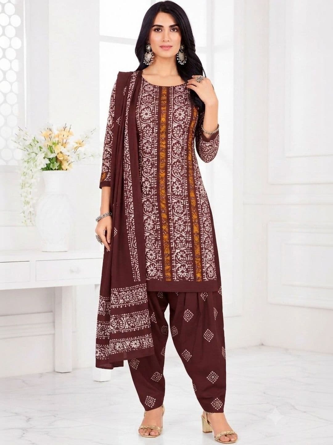 shree jeenmata collection Printed Pure Cotton Unstitched Dress Material thumbnail 4