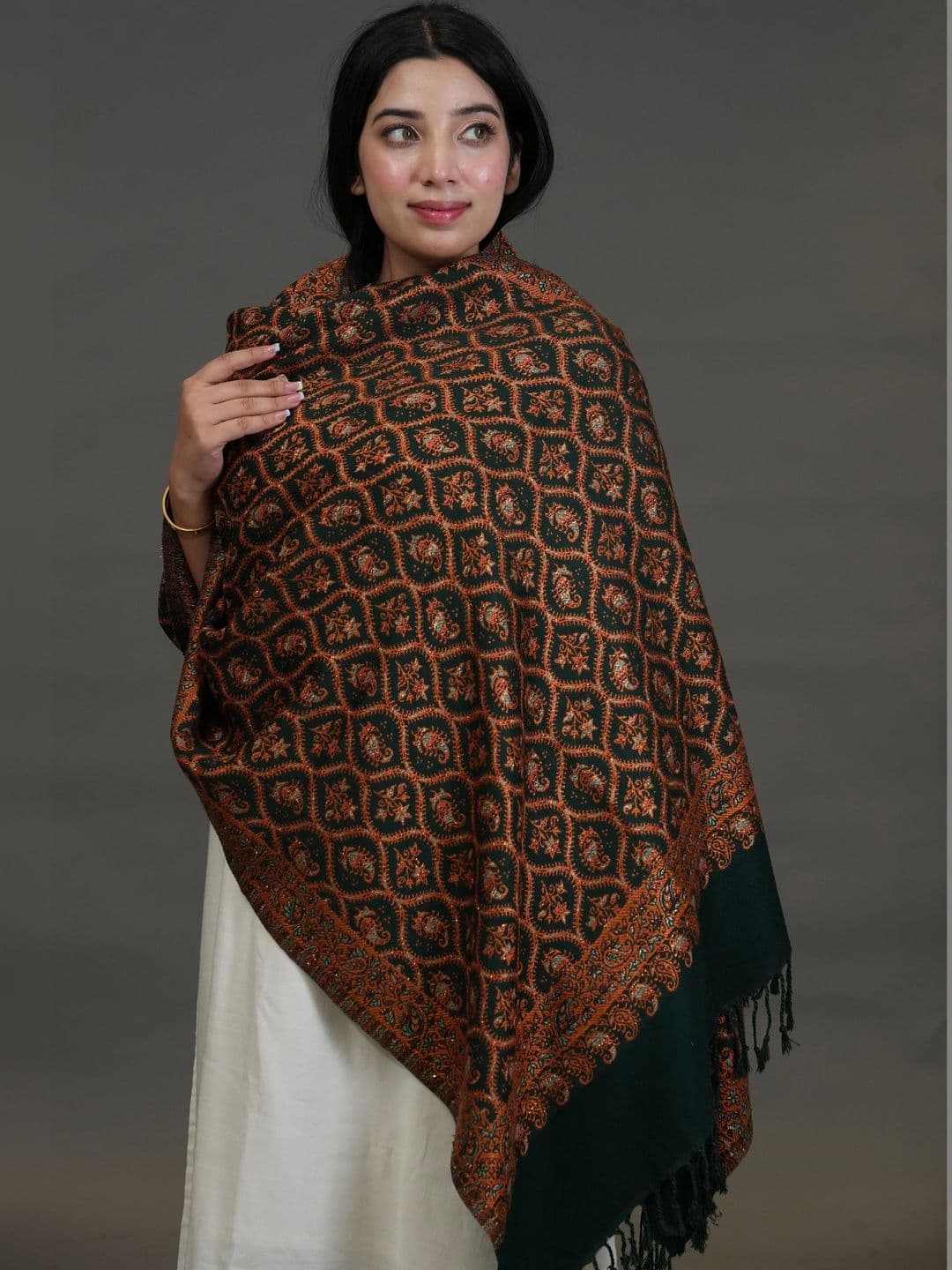 SHIFNEEN Women Ethnic Motifs Woven Design Acrylic Shawl thumbnail 2