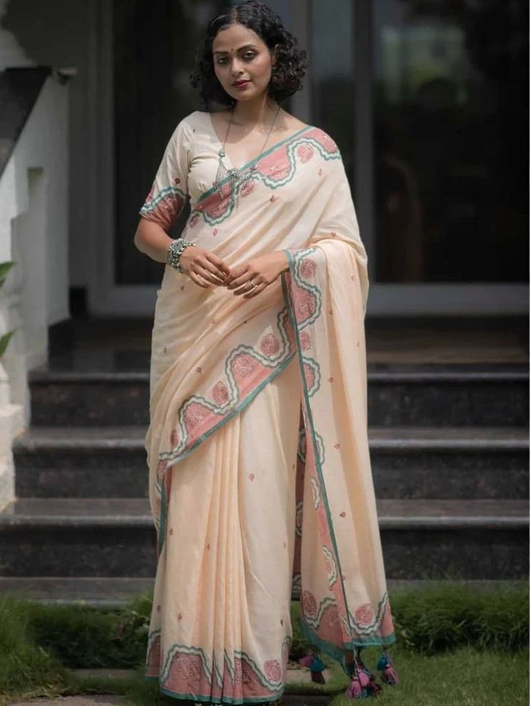 saneria silk Linen Blend Sambalpuri Saree - view 1