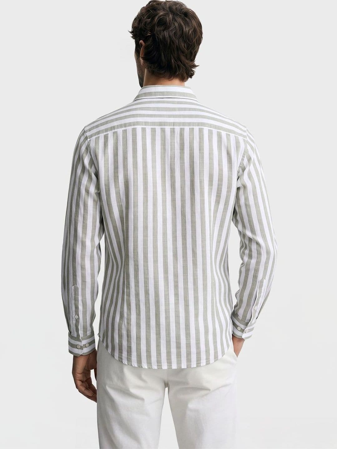 The Indian Garage Co Men Slim Fit Striped Casual Shirt thumbnail 5
