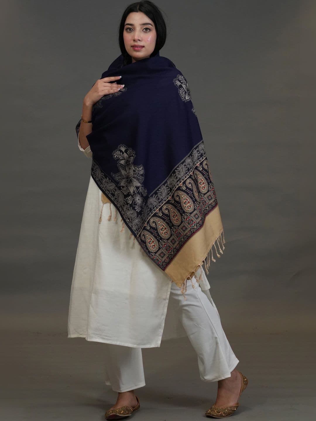 SHIFNEEN Women Paisley Woven Design Acrylic Shawl thumbnail 2