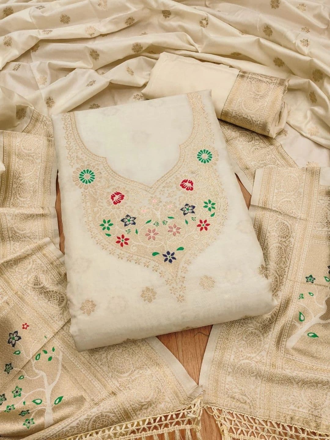 KALINI Pure Silk Unstitched Dress Material - view 1