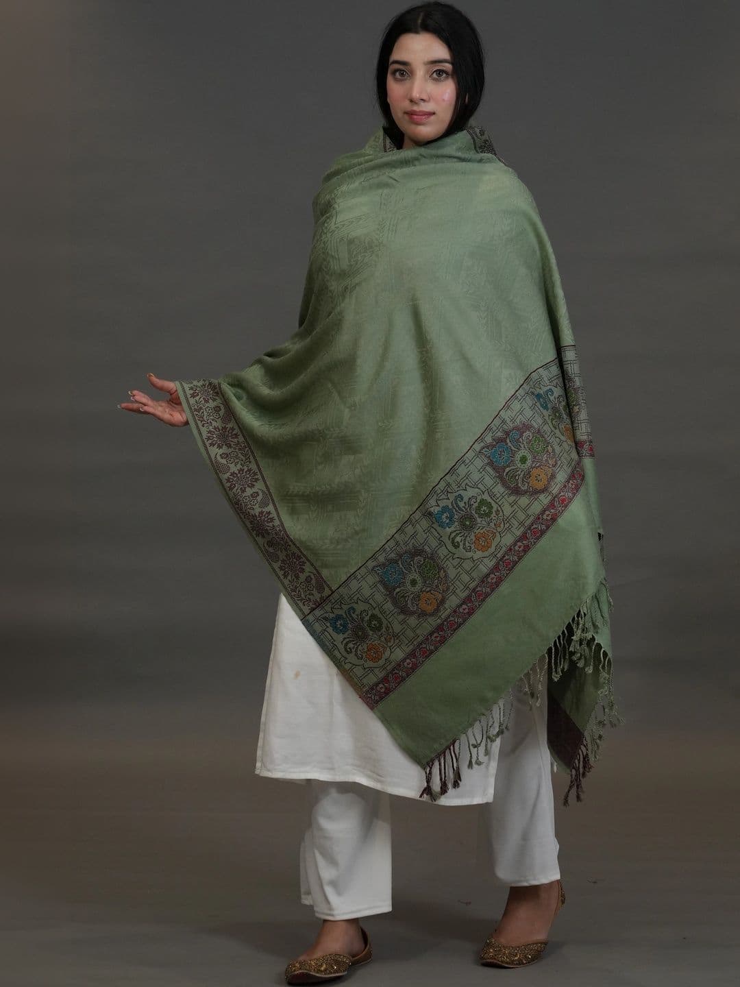 SHIFNEEN Women Ethnic Motifs Woven Design Acrylic Shawl thumbnail 5