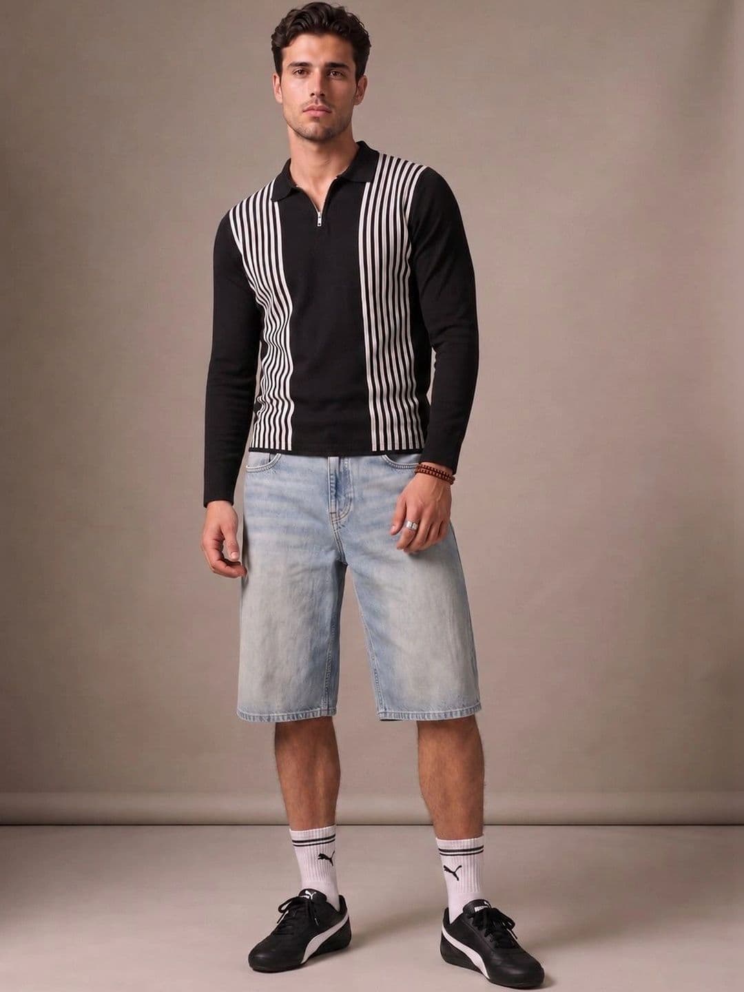 glitchez Men Striped Polo Collar T-shirt thumbnail 5