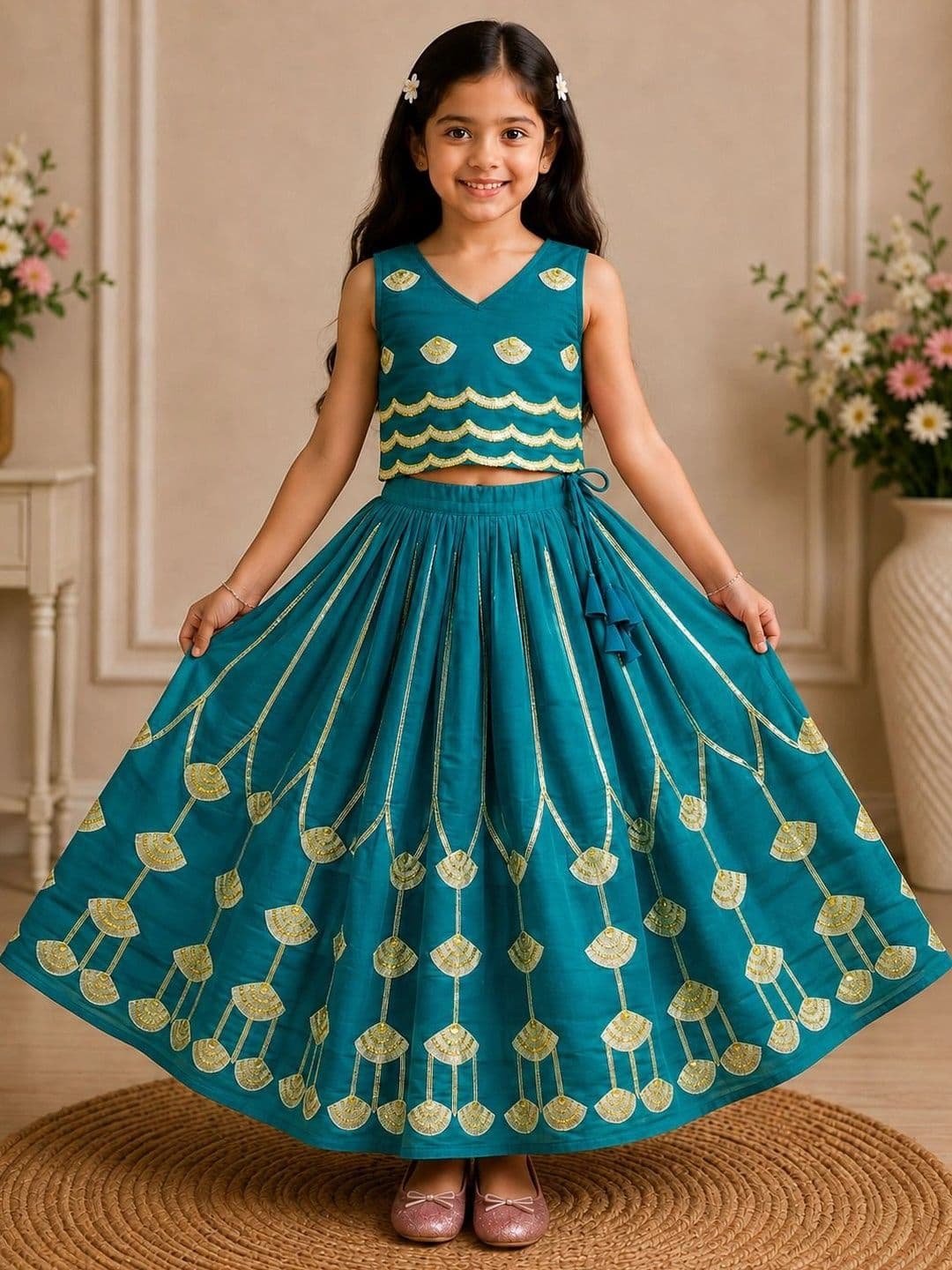 KALINI Girls Embellished Ready to Wear Lehenga & - view 1