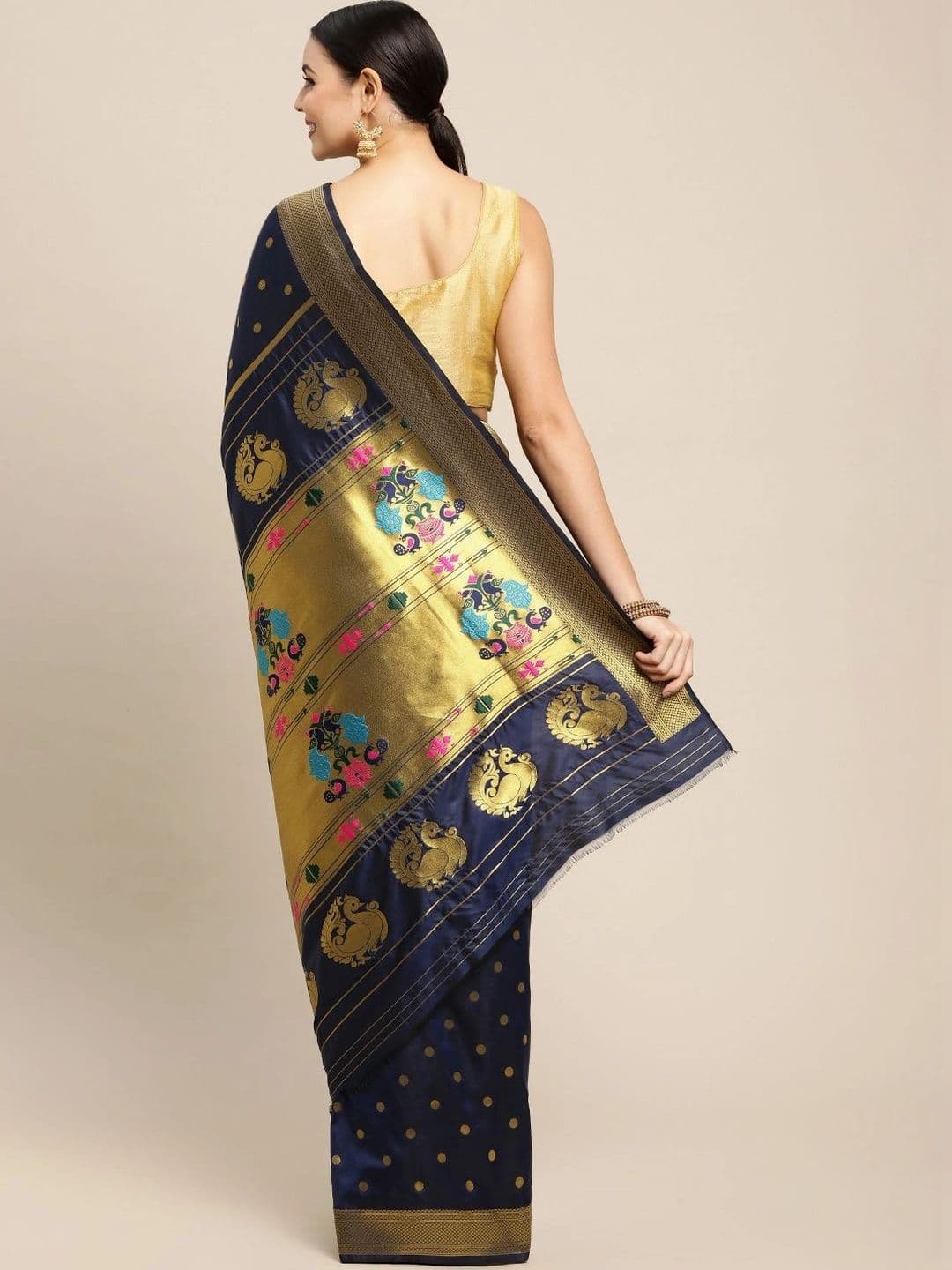 KALINI Woven Design Zari Art Silk Paithani Saree thumbnail 4