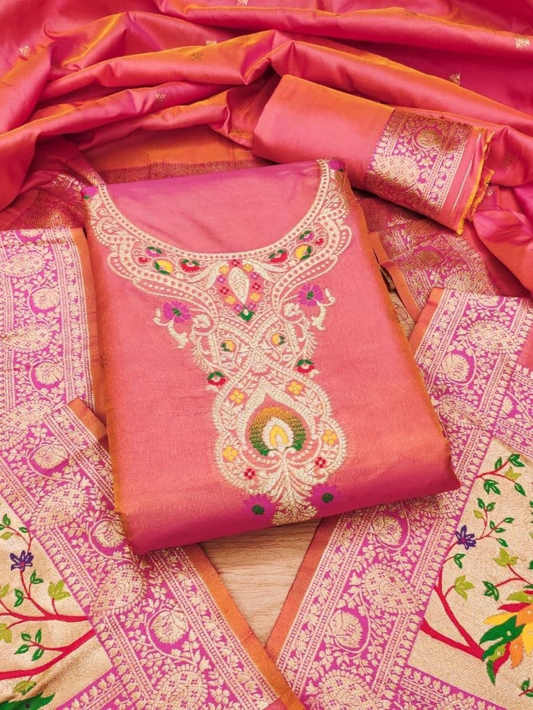 Dhaaga Ghar Pure Silk Unstitched Dress Material - view 1