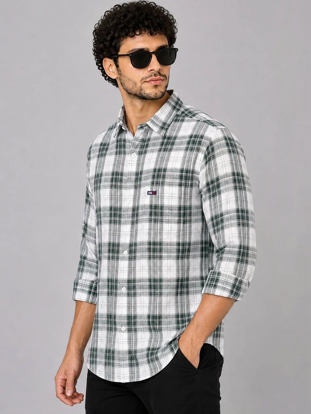 U.S. PITCHERS Men Modern Slim Fit Tartan Checks Checked Casual Shirt thumbnail 5