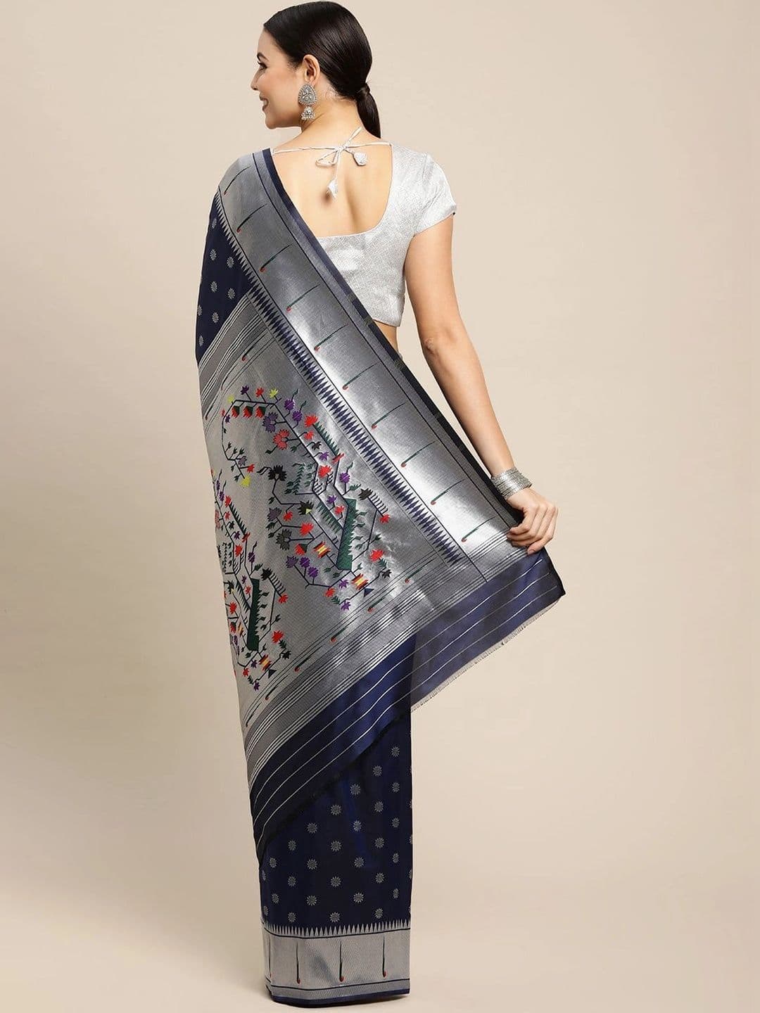 KALINI Women Woven Design Zari Art Silk Paithani Saree thumbnail 5