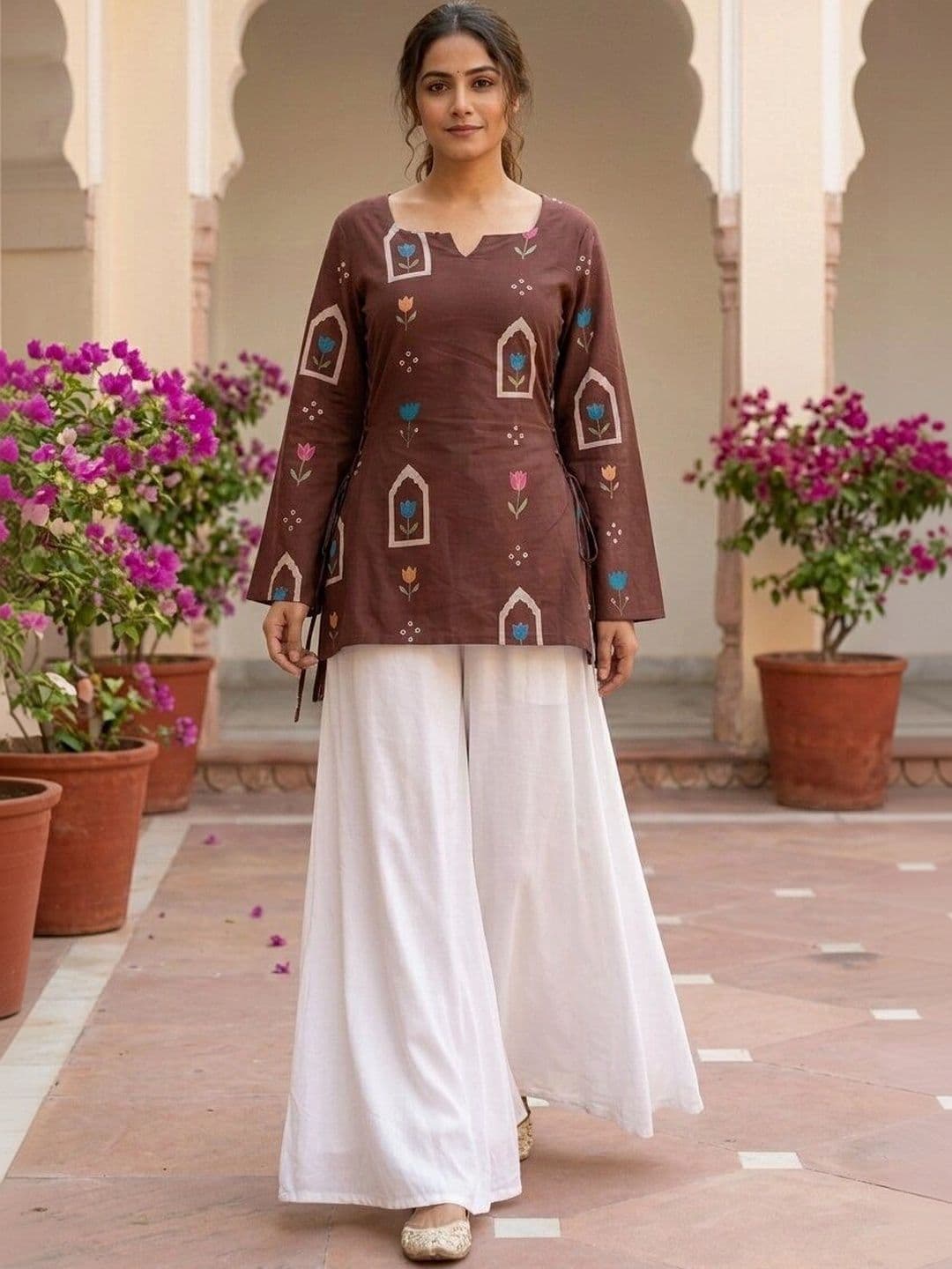 Anouk Rustic Floral Printed Square Neck Flared Sleeves Pure Cotton Kurti thumbnail 5