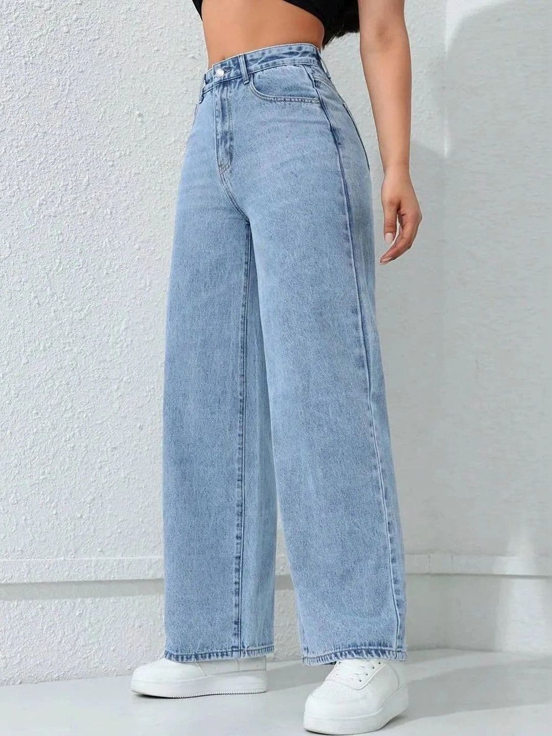 Mast & Harbour Women Comfort Wide Leg High-Rise Light Fade Stretchable Jeans thumbnail 5