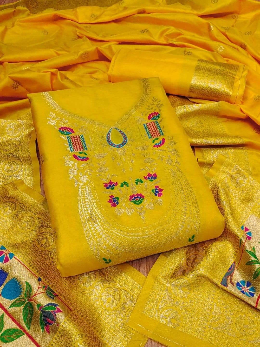 KALINI Pure Silk Unstitched Dress Material - view 1