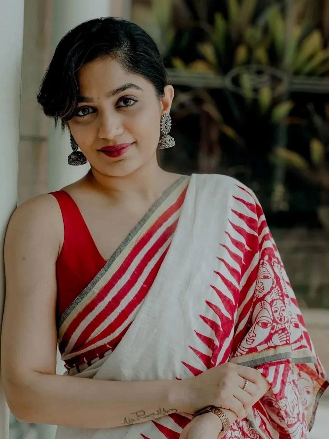 saneria silk Saree Geometric Printed Cotton Saree thumbnail 5