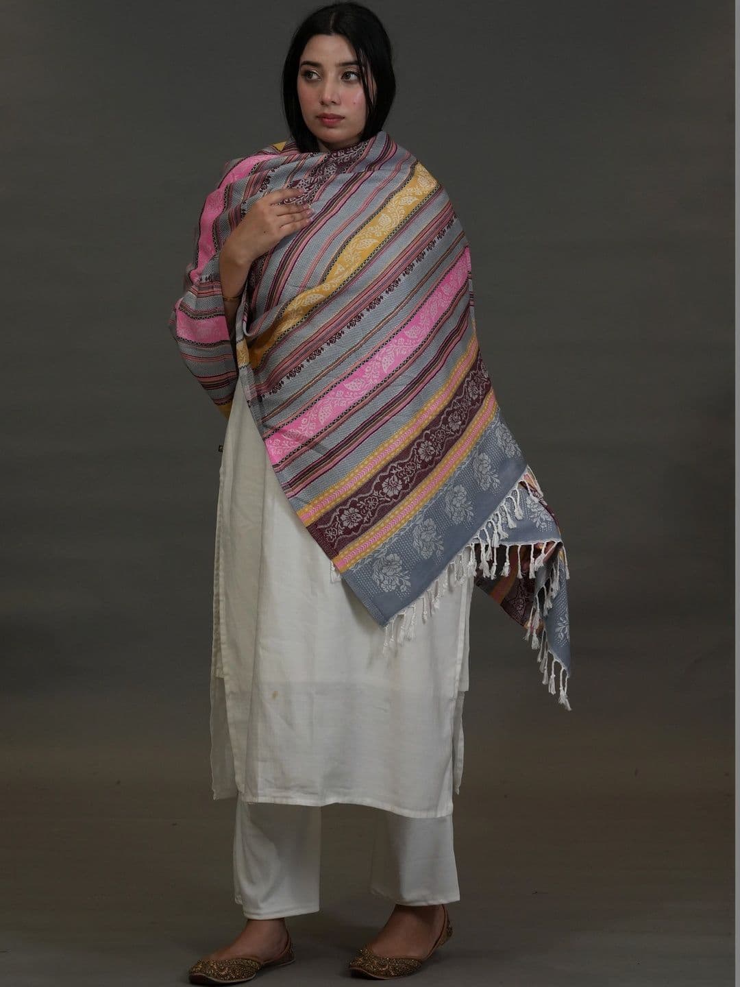 S.T. Women Ethnic Motifs Woven Design Acrylic Shawl thumbnail 2