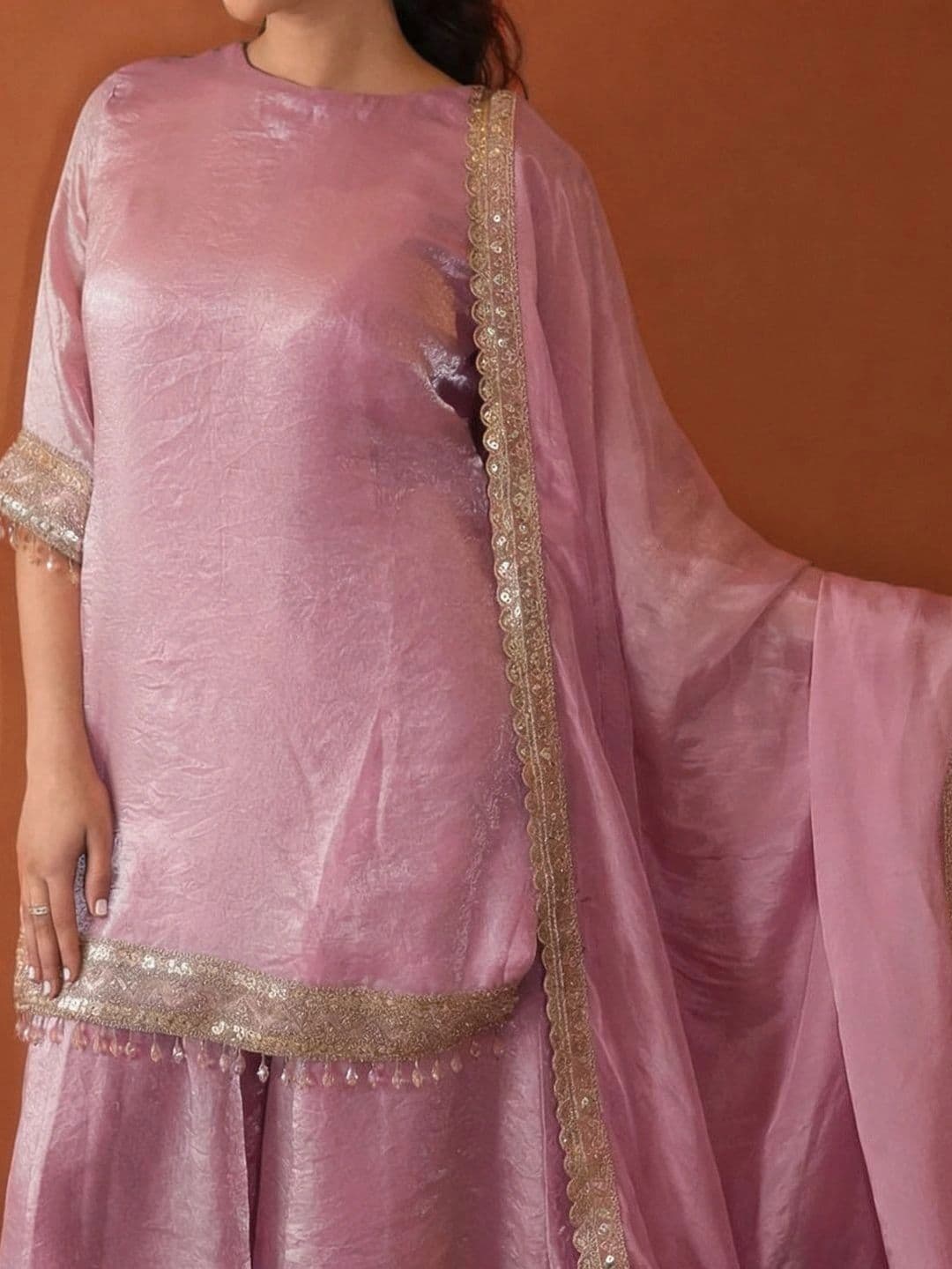 Sangria Women Regular Gotta Patti Kurta with Sharara & With Dupatta thumbnail 6