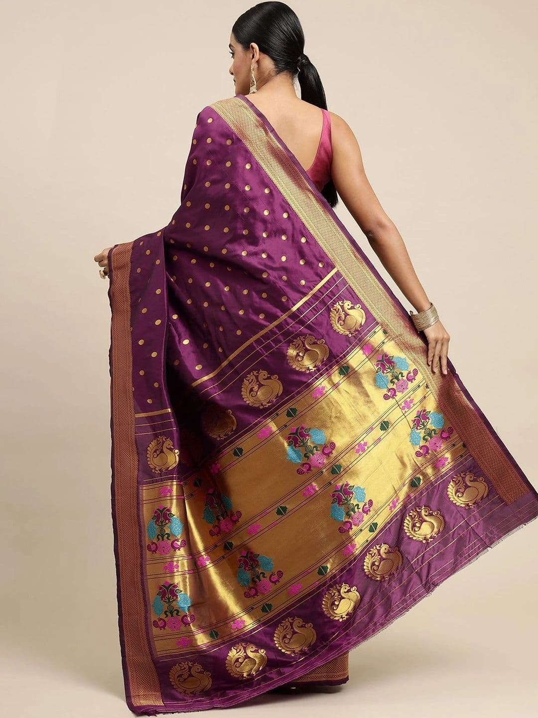 KALINI Woven Design Zari Art Silk Paithani Saree thumbnail 3