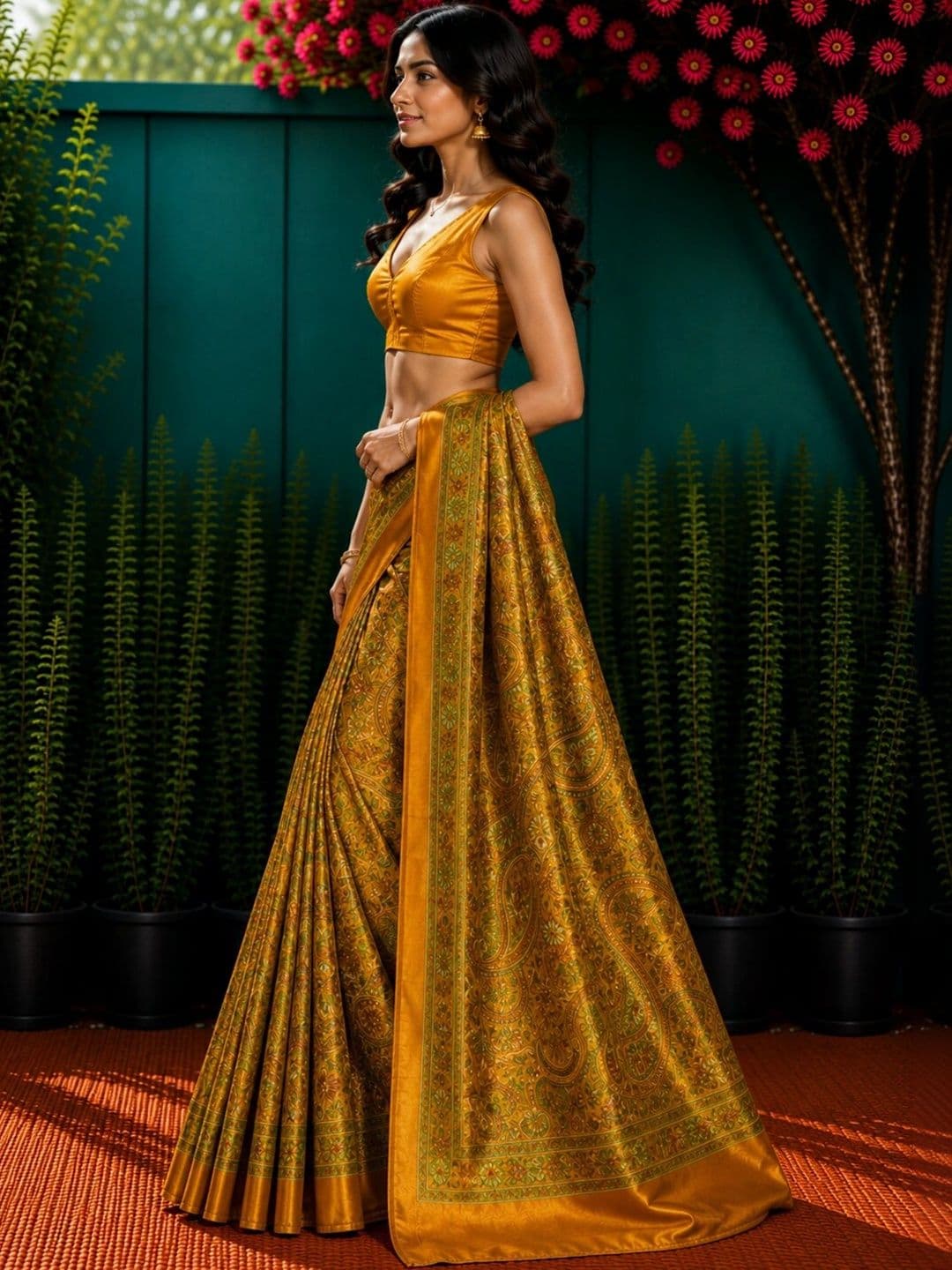 Anouk Paisley Art Silk Designer Saree thumbnail 4