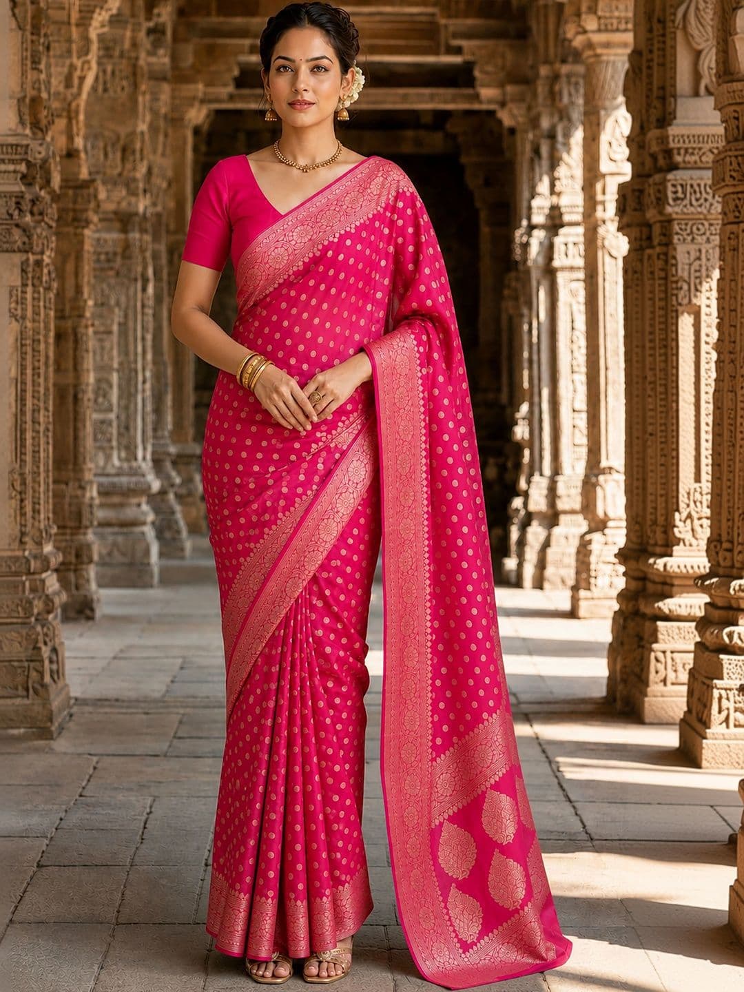 Mitera Woven Design Zari Silk Blend Designer Banarasi Saree - view 1
