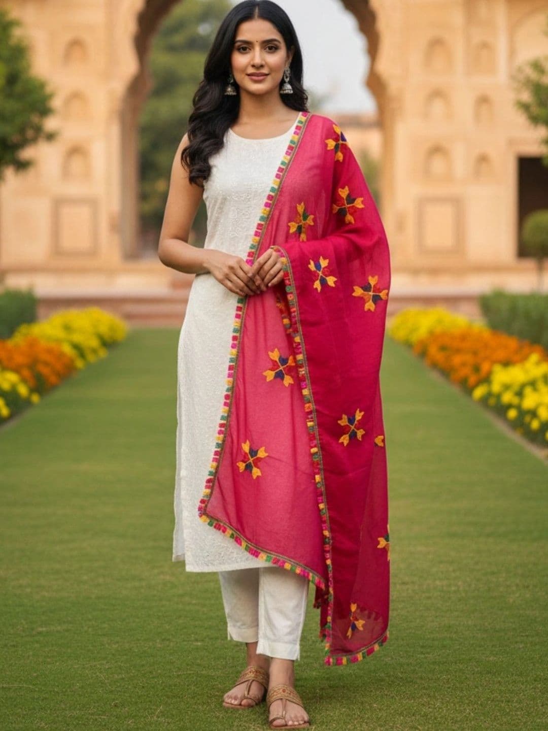 IVAARA Ethnic Motifs Embroidered Dupatta with Thread Work - view 1
