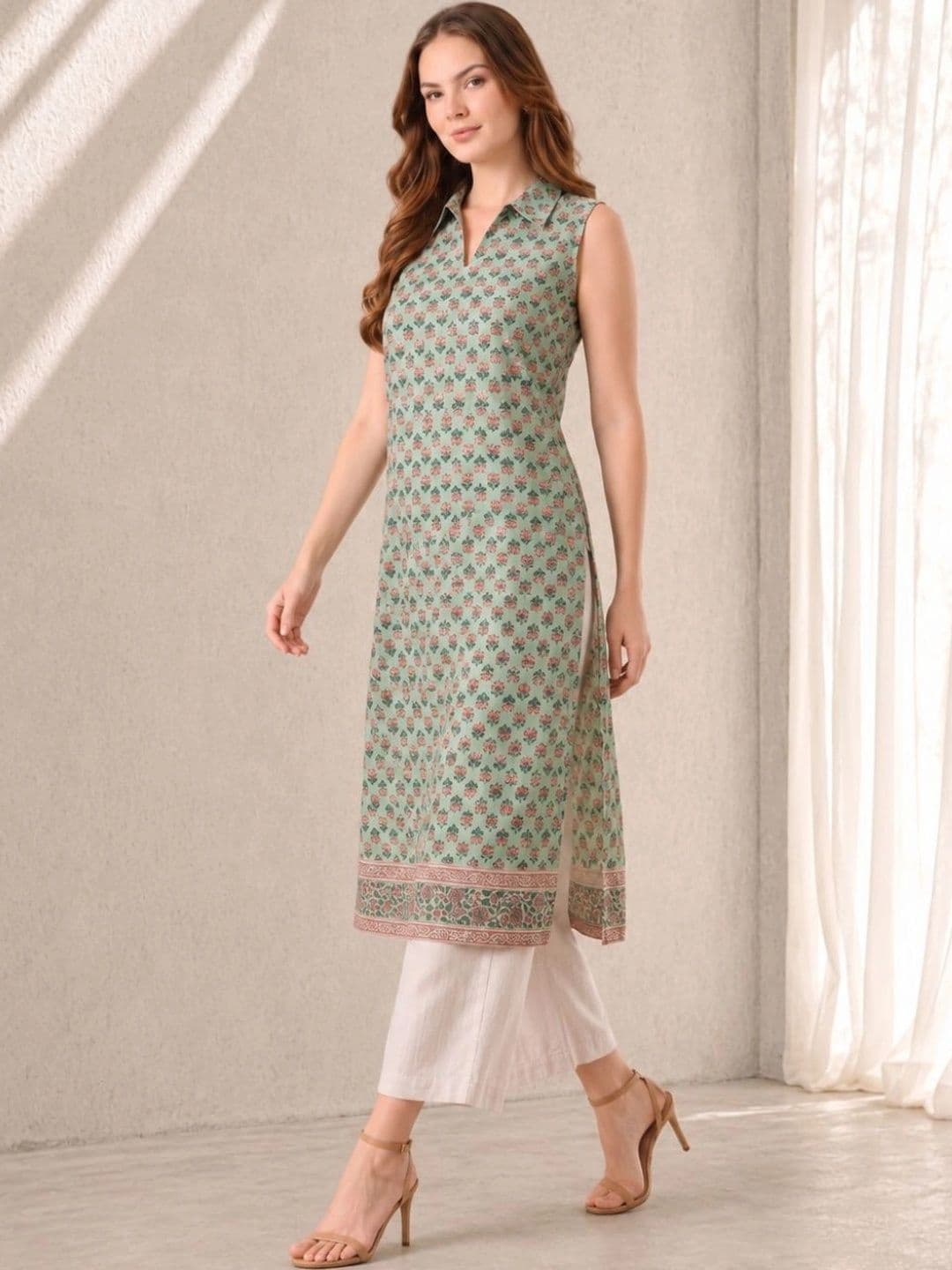 KALAMIR Women Floral Printed Floral Kurta thumbnail 4