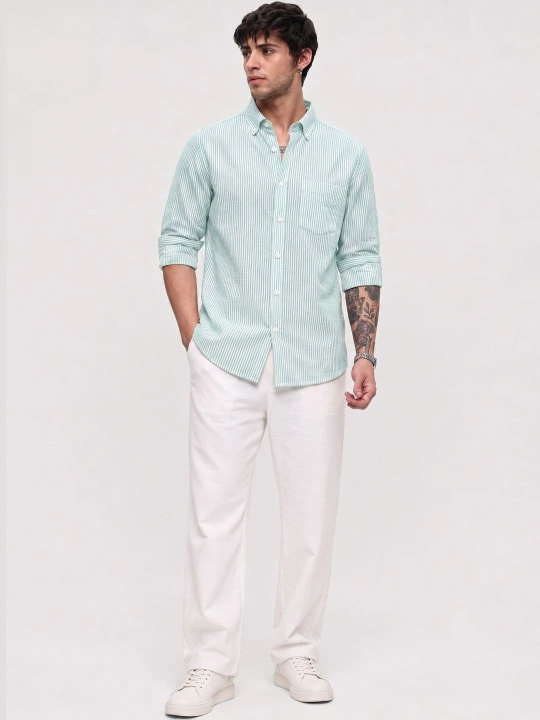 HENSHIKA Men Standard Striped Casual Shirt thumbnail 5