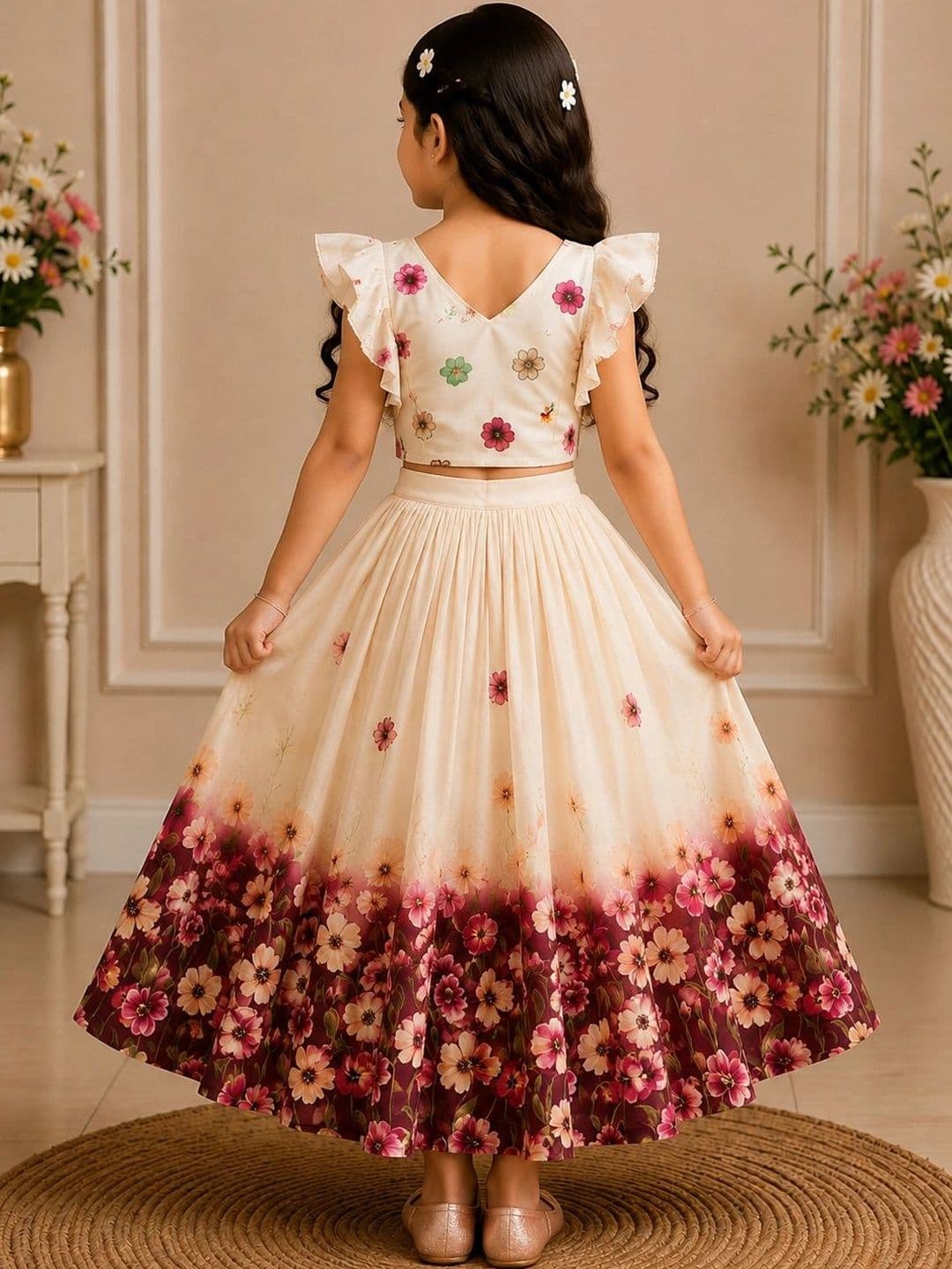 KALINI Girls Printed Ready to Wear Lehenga & thumbnail 5