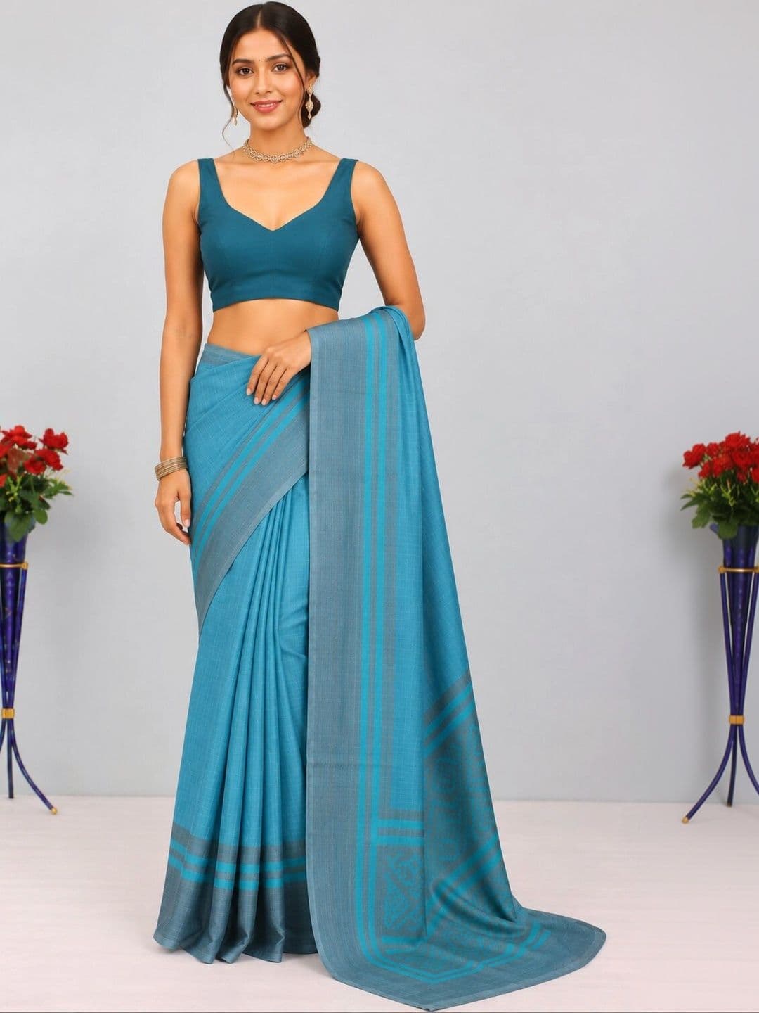 Anouk Striped Art Silk Designer Saree thumbnail 3