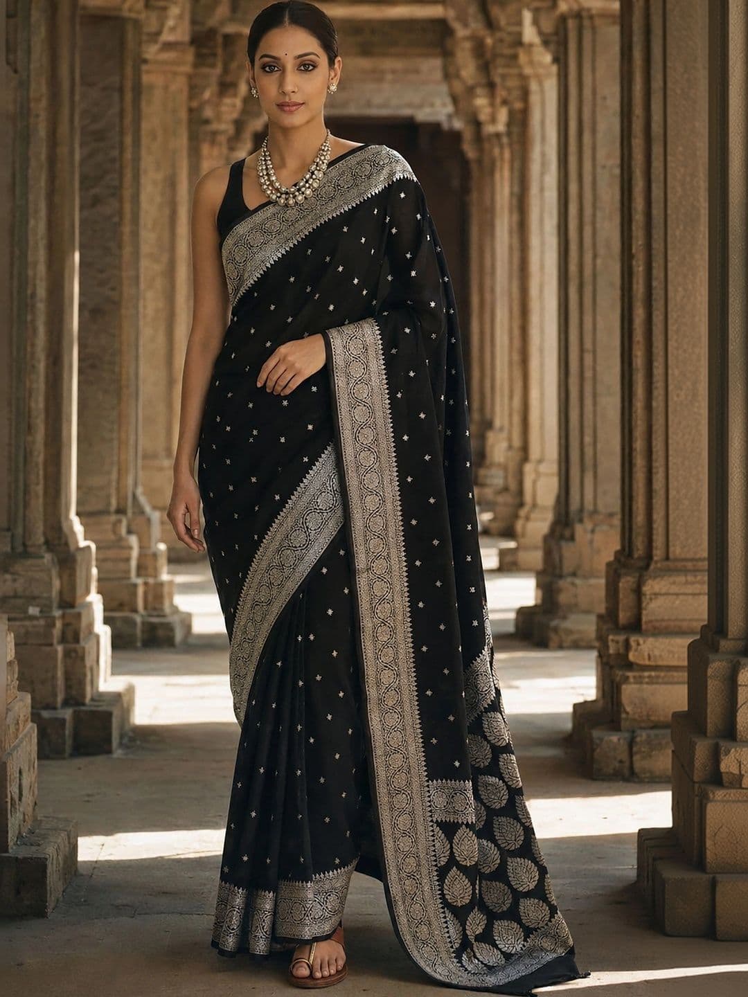 Mitera Woven Design Zari Silk Blend Designer Banarasi Saree - view 1