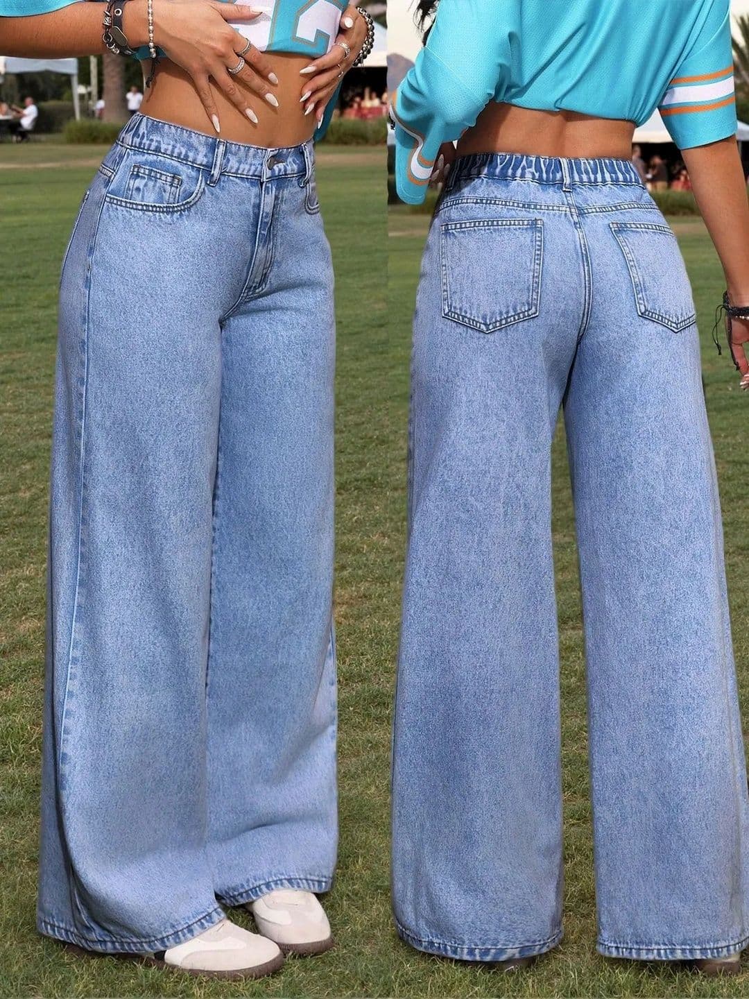 Mast & Harbour Women Comfort Wide Leg High-Rise Light Fade Stretchable Jeans thumbnail 5