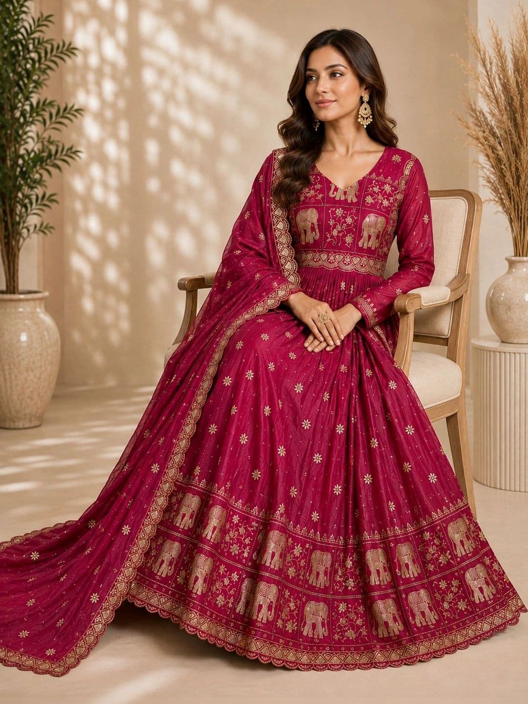 Moda Rapido Women Ethnic Motifs Embroidered Empire Kurta With Dupatta thumbnail 4