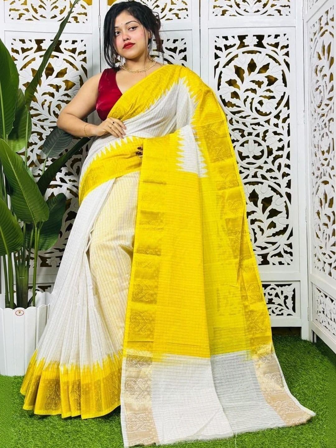 OSARIO Striped Pure Cotton Saree - view 1
