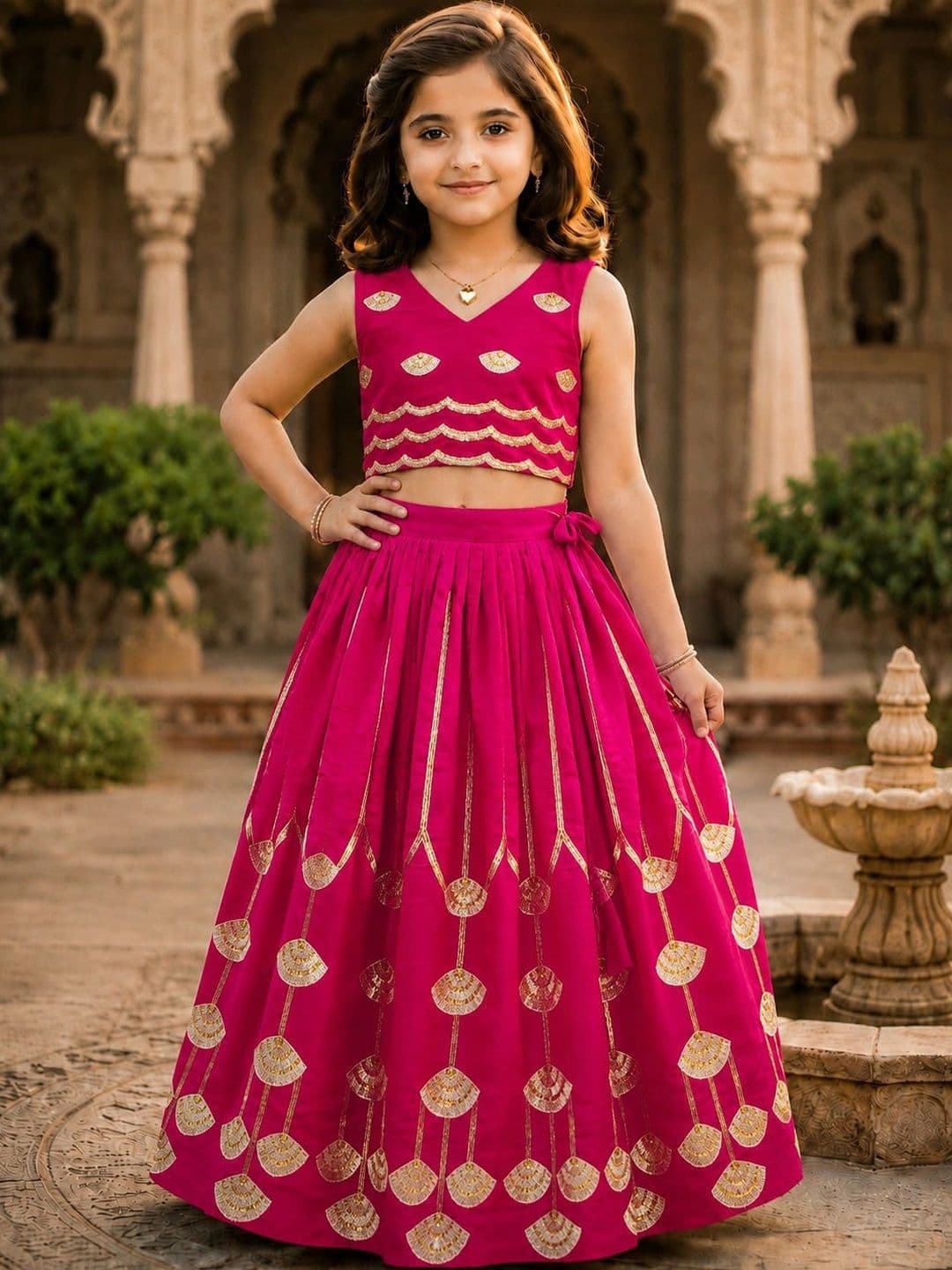 KALINI Girls Embellished Sequinned Ready to Wear Lehenga & - view 1
