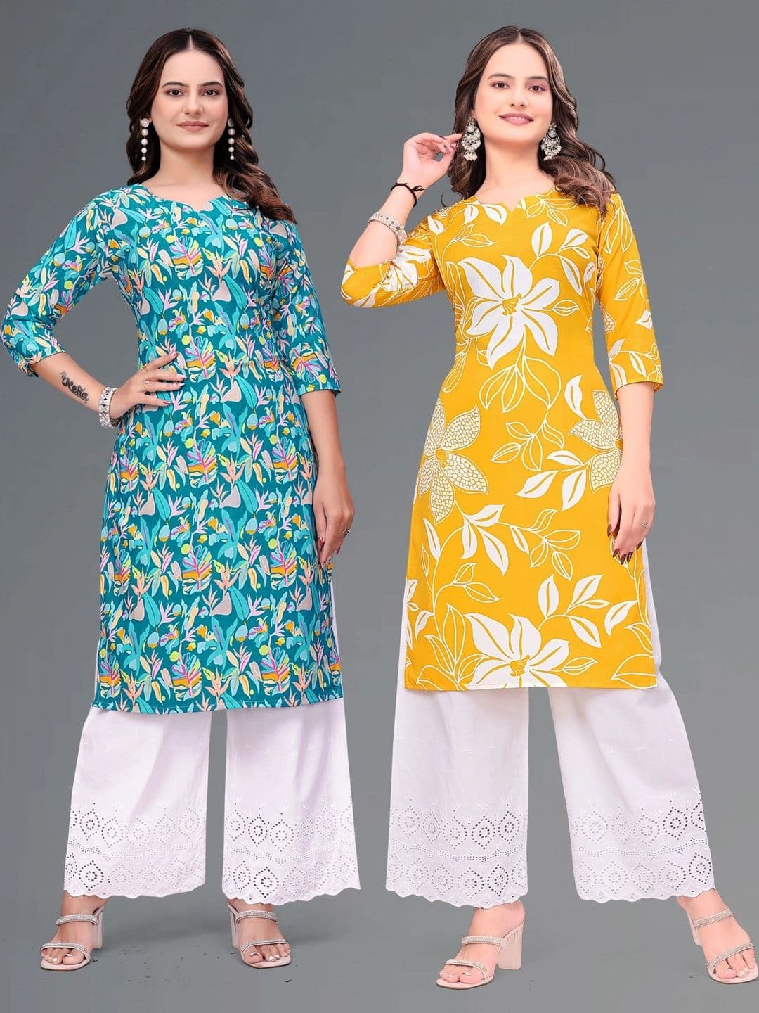 MANDIV FASHION Women Floral Printed Crepe Kurta - view 1
