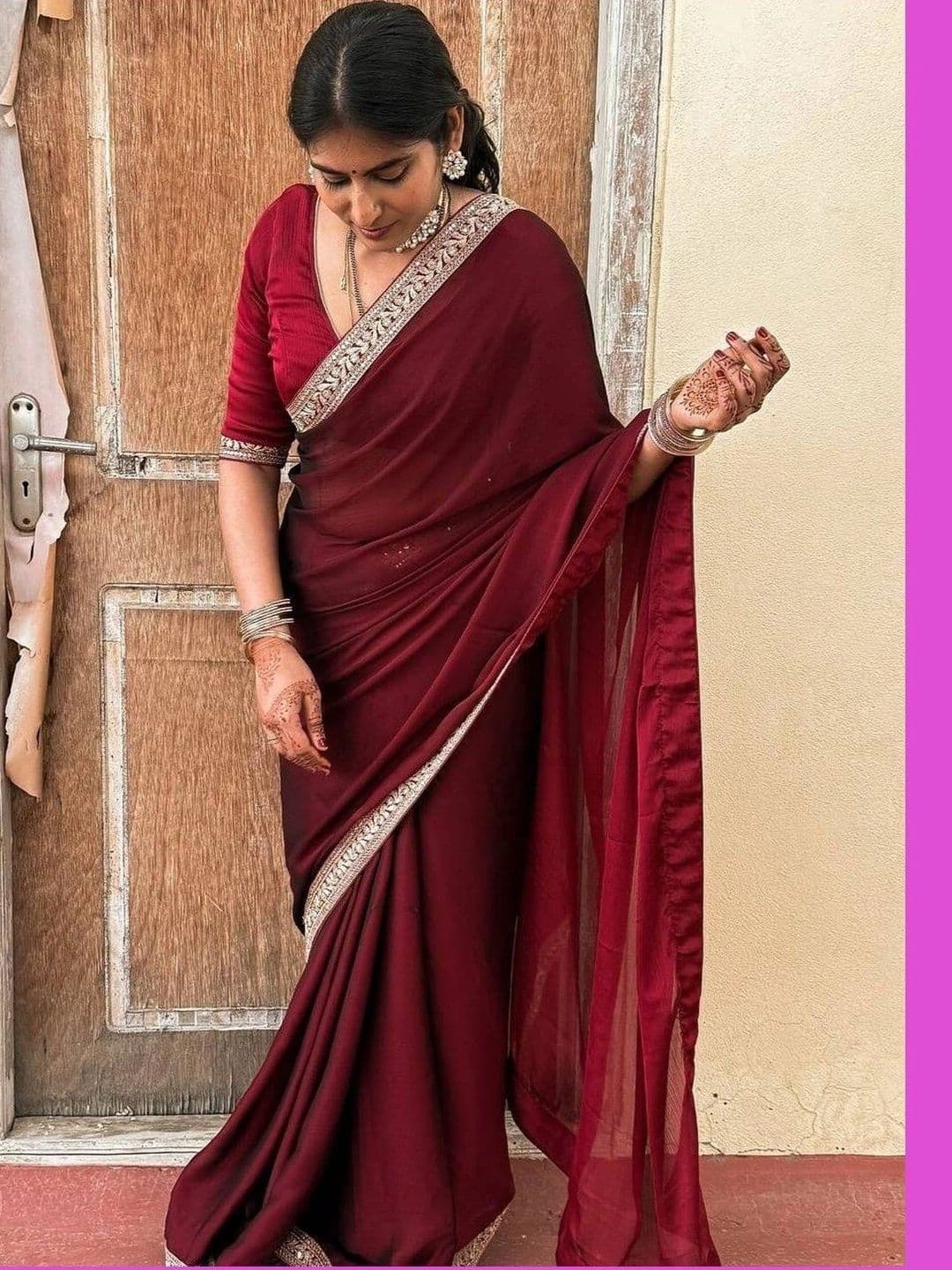 ANJAVI FASHION Zari Jute Silk Saree - view 1