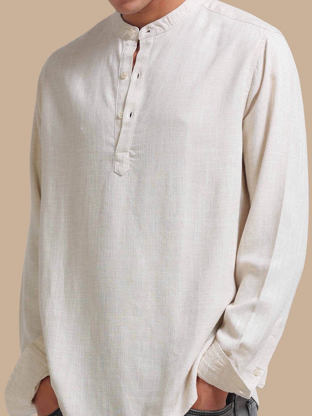 StitchX Men's Pure Cotton Mandarin Collar Kurta Shirt thumbnail 7