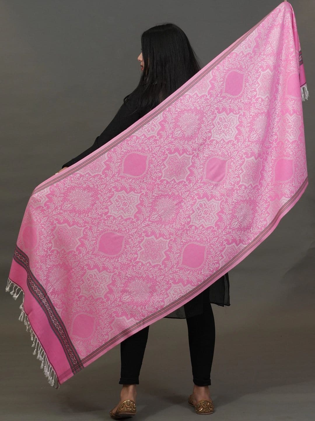 S.T. Women Ethnic Motifs Woven Design Acrylic Shawl thumbnail 4