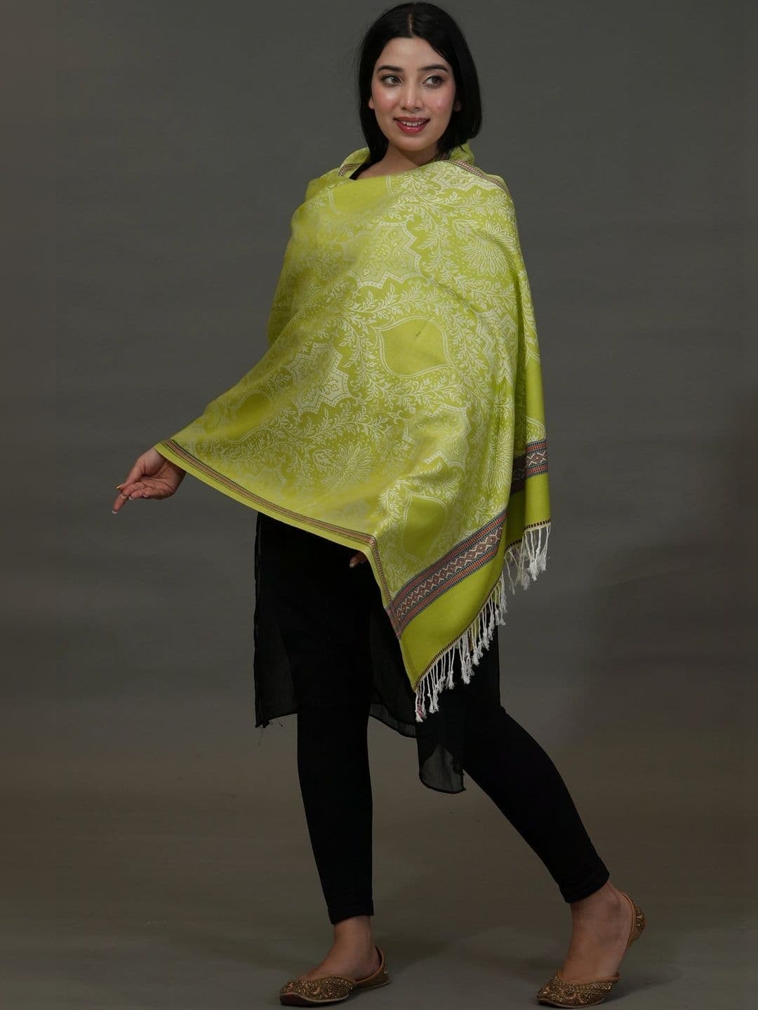 SHIFNEEN Women Ethnic Motifs Woven Design Acrylic Shawl thumbnail 4