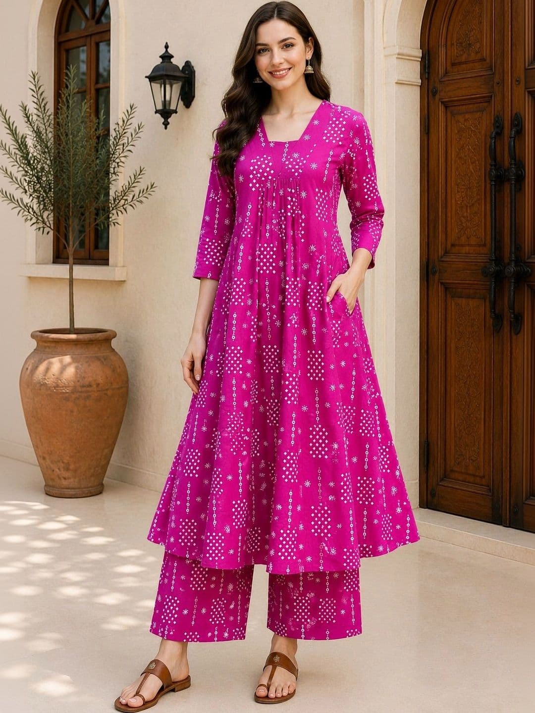 DSK STUDIO Women Ethnic Motifs Printed Regular Kurta with Palazzos thumbnail 2