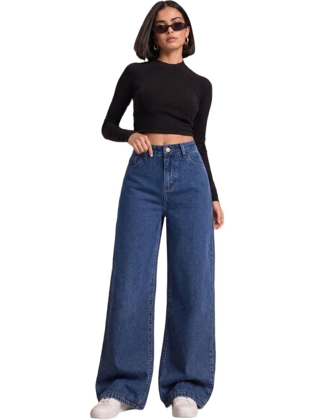 Mast & Harbour Women Comfort Wide Leg High-Rise Light Fade Stretchable Jeans thumbnail 2