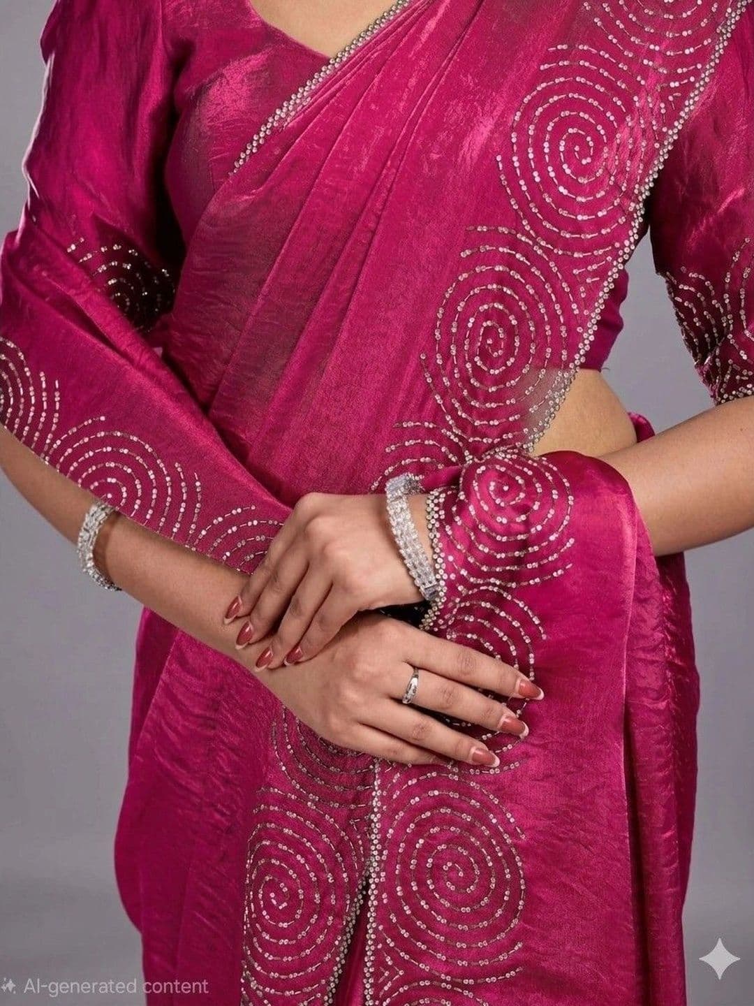 shreevali creation Embellished Satin Saree thumbnail 2