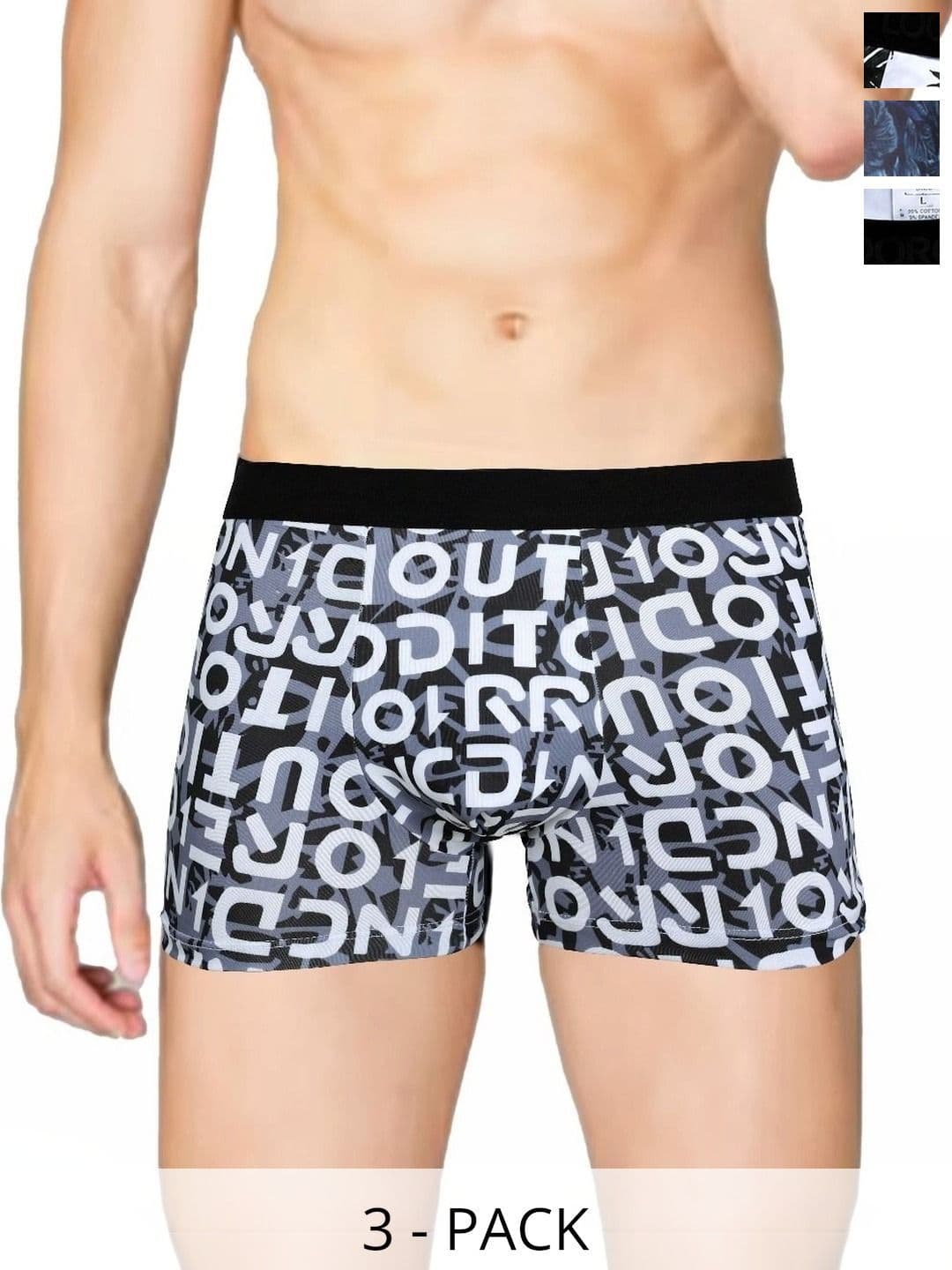 VIVA PLAST Men Pack of 3 Printed Assorted Boxer-Style Briefs thumbnail 3