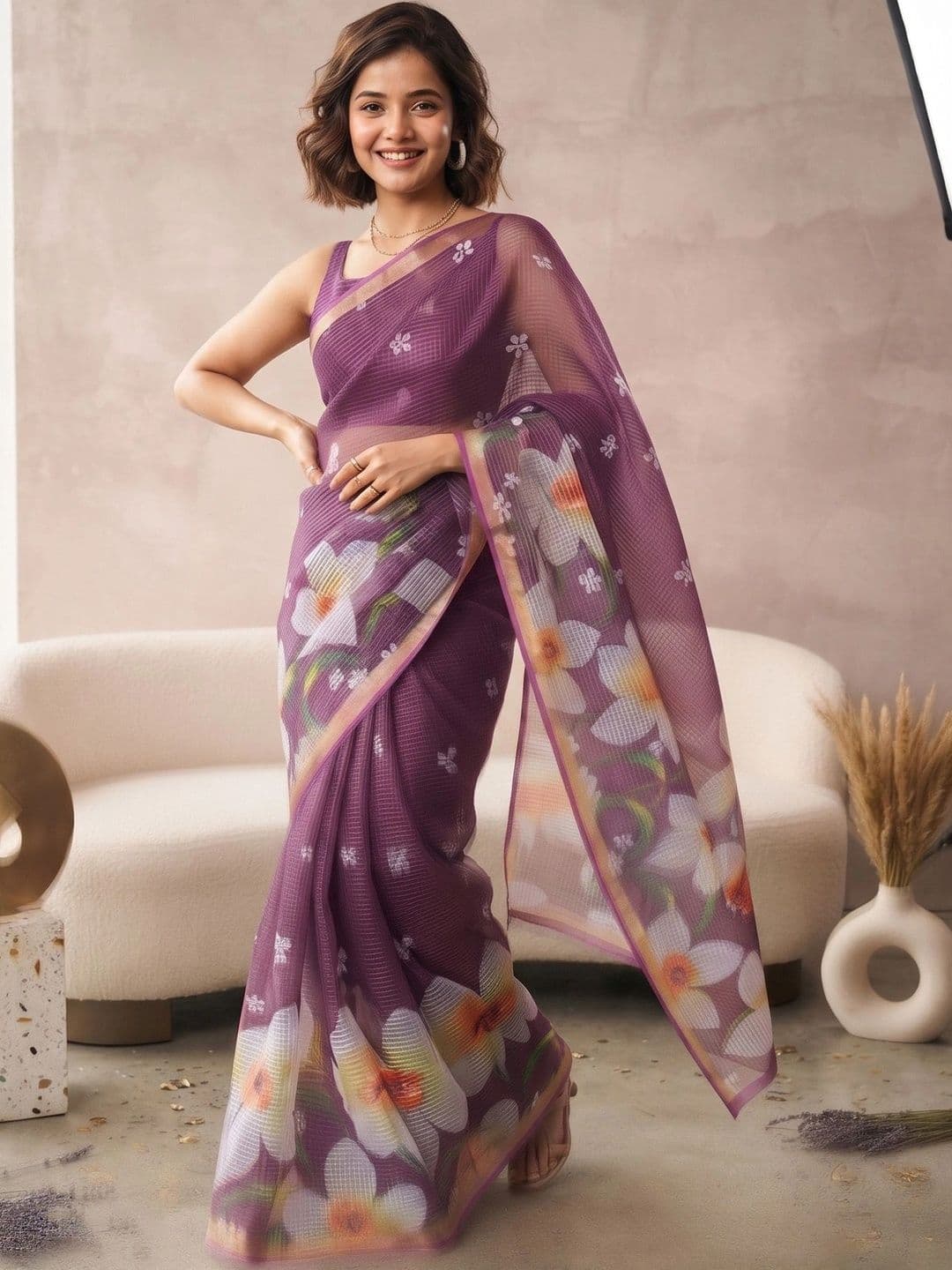 elora Floral Fusion Saree - view 1