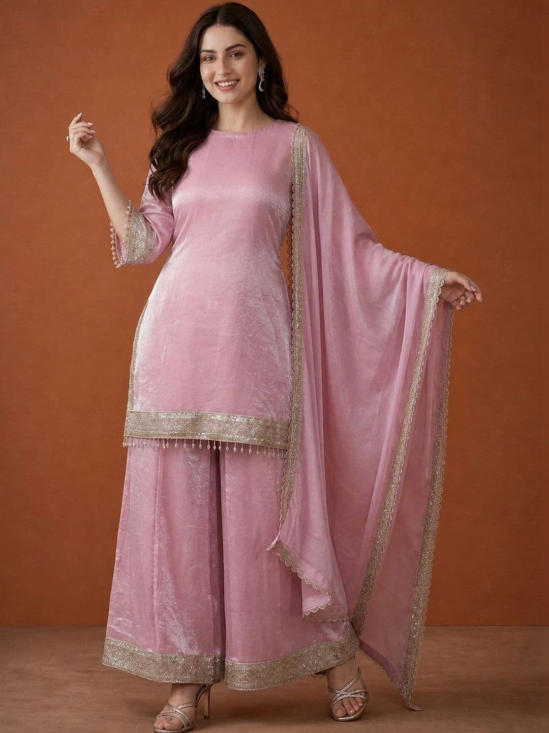 Sangria Women Regular Gotta Patti Kurta with Sharara & With Dupatta - view 1