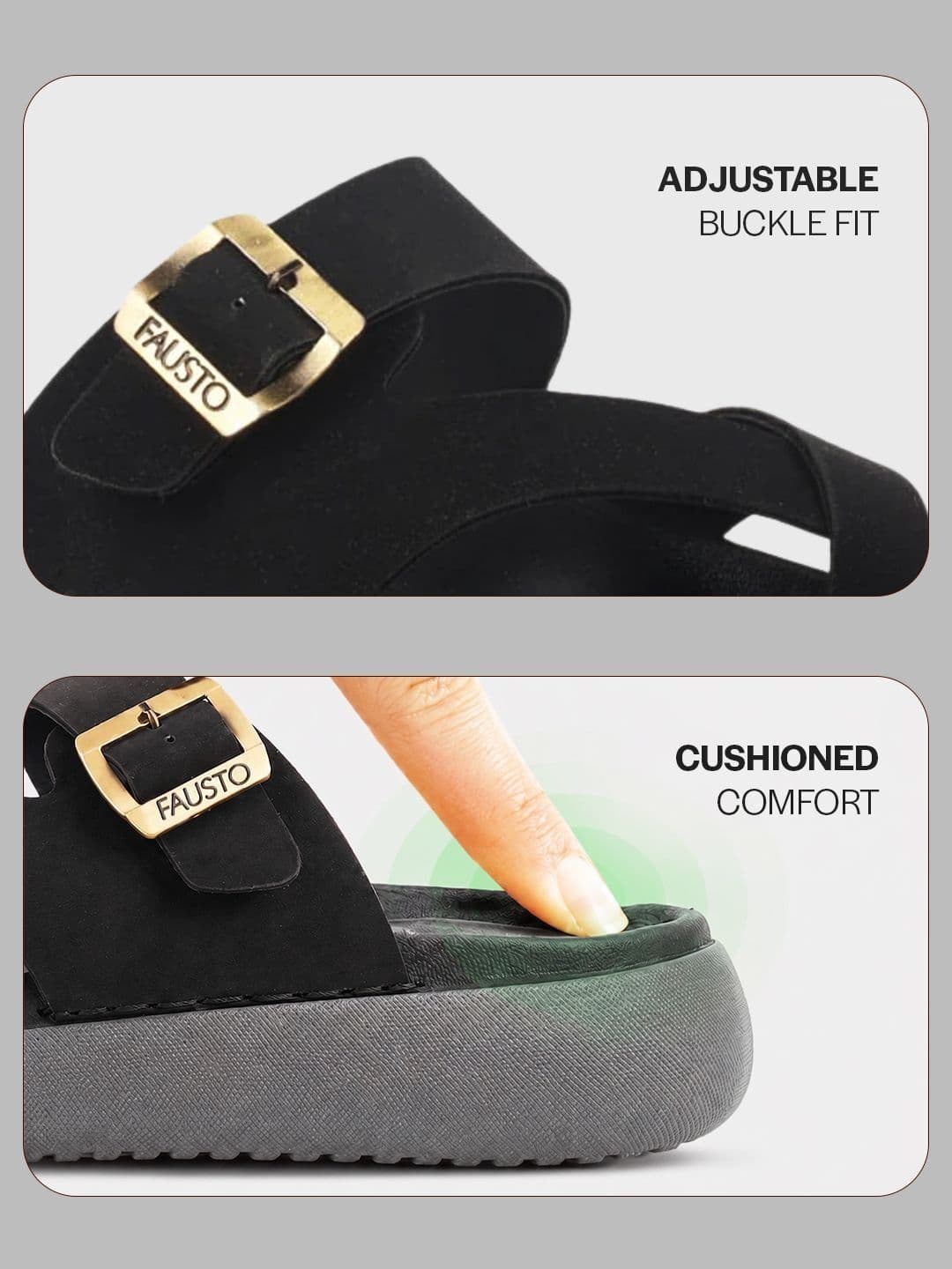FAUSTO Men Toe Ring Buckle Strap Side Stitched Comfort Sandals thumbnail 2