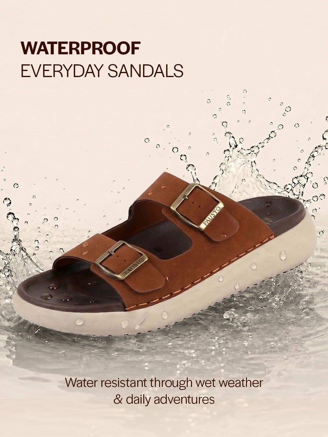 FAUSTO Men Open Toe Buckle Strap Comfort Sandals thumbnail 5