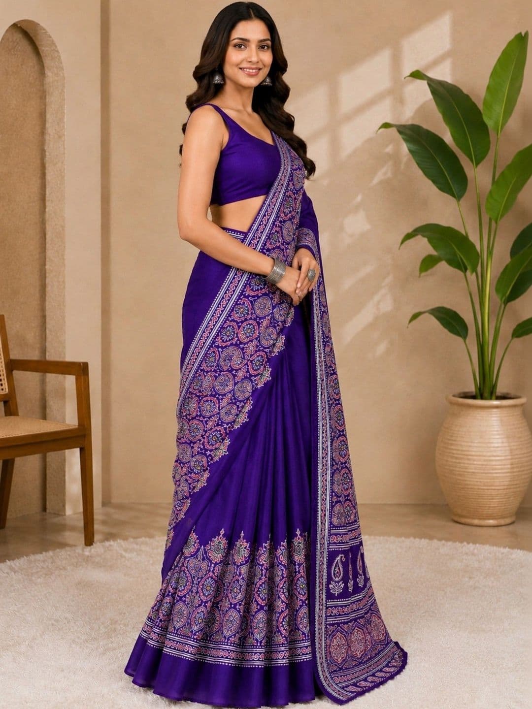 Anouk Embroidered Art Silk Designer Saree thumbnail 3