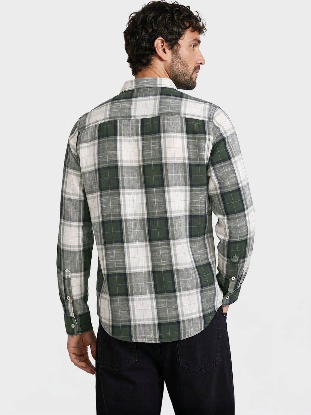 The Indian Garage Co Men Slim Fit Checked Casual Shirt thumbnail 7
