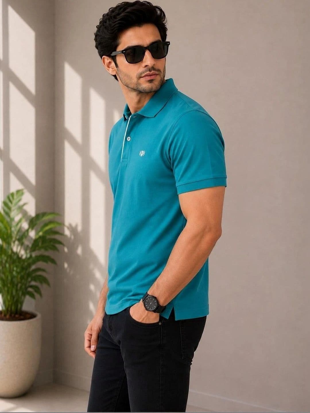 VELDEER Men Brand Logo Polo Collar T-shirt thumbnail 2