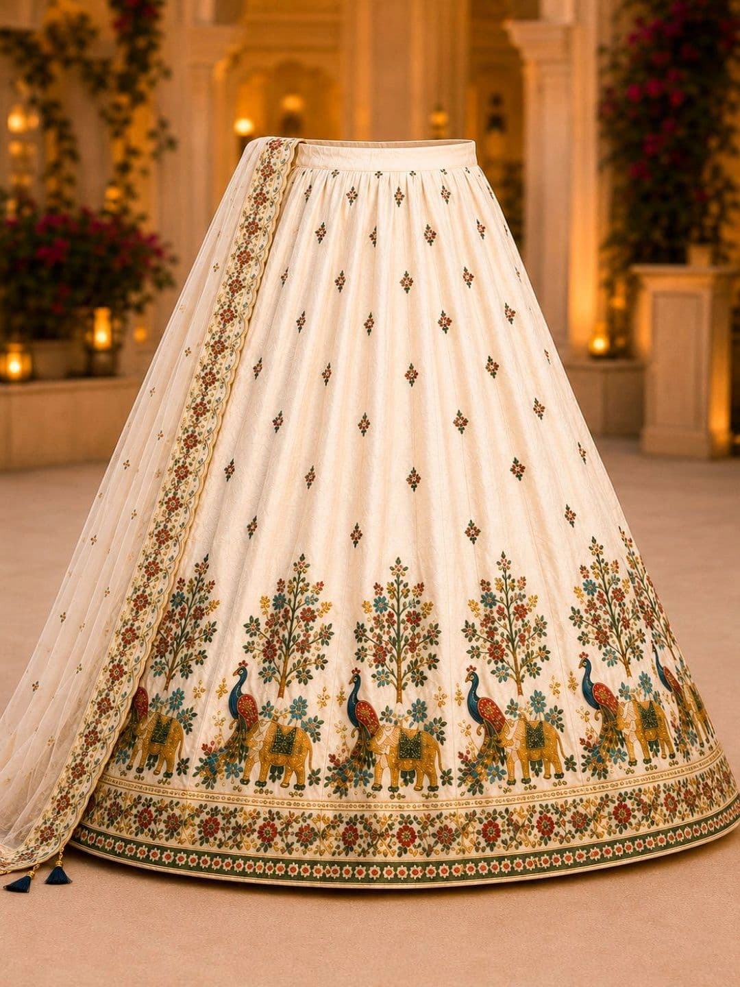 Vrinda Dressse Embroidered Thread Work Ready to Wear Lehenga & Semi-Stitched Blouse Taping thumbnail 2